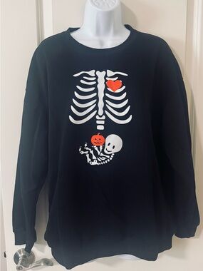 Women's Black Crewneck Halloween Maternity Sweater